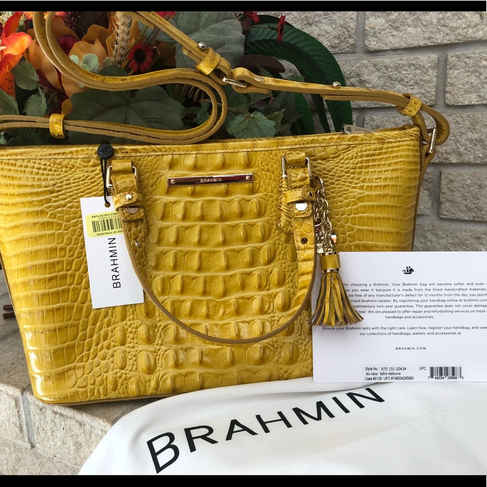 SOLD!!! NWT Brahmin Mini Asher in Saffron - Picture 1 of 7